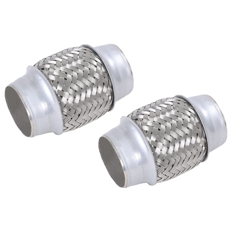 FGJQEFG 2PCS Exhaust Flex Pipe Stainless Steel Double Braid 175 x 4 wEnds 4 Long