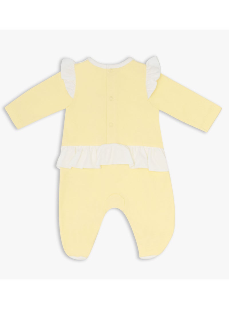 Moon بدلة نوم قطن 100% للأطفال 1-3 أشهر صفراء - قلوب الليمون - Image 2