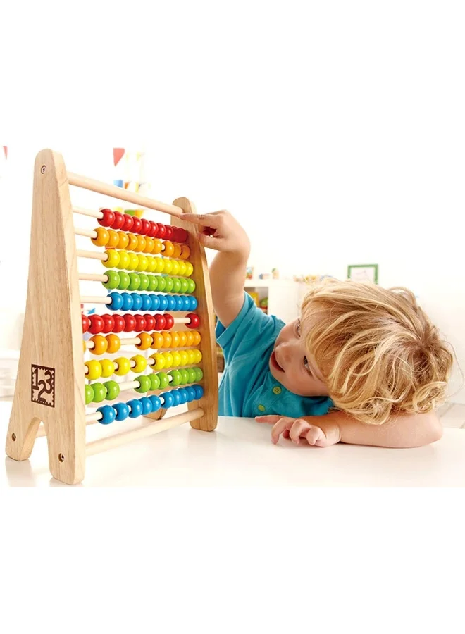 Hape Rainbow Wooden Counting Bead Abacus - Colorful Educational Toy For Learning Numbers And Counting Skills | Develops Logic And Mathematical Abilities | Safe For Ages 3+ | Non-Toxic Materials