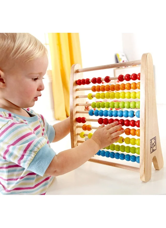 Hape Rainbow Wooden Counting Bead Abacus - Colorful Educational Toy For Learning Numbers And Counting Skills | Develops Logic And Mathematical Abilities | Safe For Ages 3+ | Non-Toxic Materials