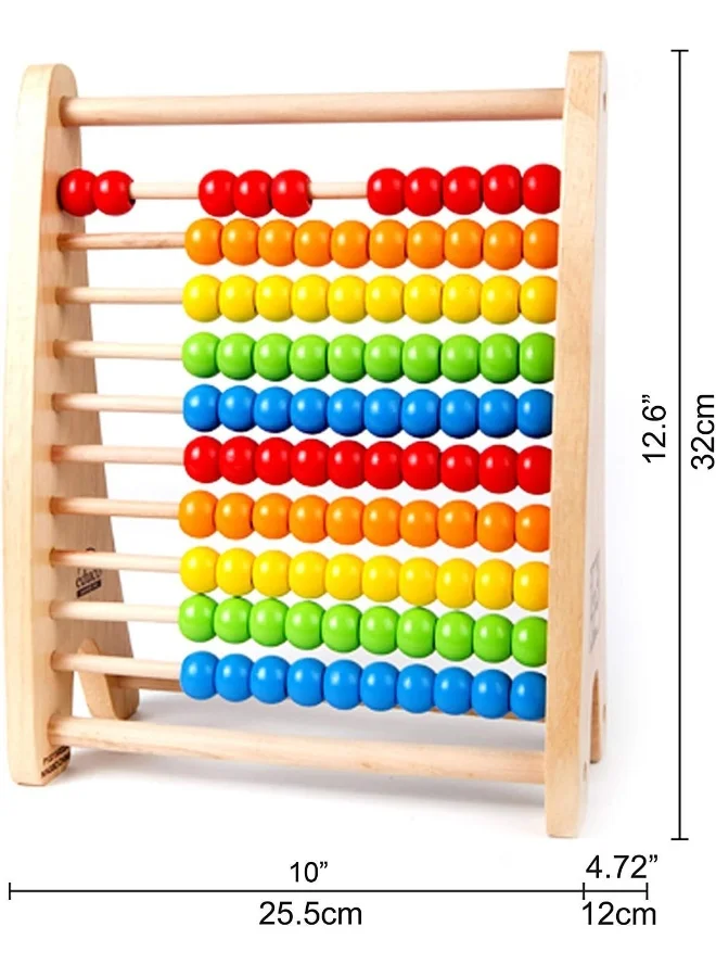 Hape Rainbow Wooden Counting Bead Abacus - Colorful Educational Toy For Learning Numbers And Counting Skills | Develops Logic And Mathematical Abilities | Safe For Ages 3+ | Non-Toxic Materials
