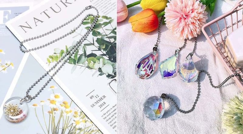 DIY Crafts 5 Meter Kit Nickel Silver Ceiling Fan Pull Chain ClearRandom Crystal Handle Pull Chain Maker Pull Chain Extension Connector for Bathroom to 5 Meter Kit Nickel Silver - Image 4