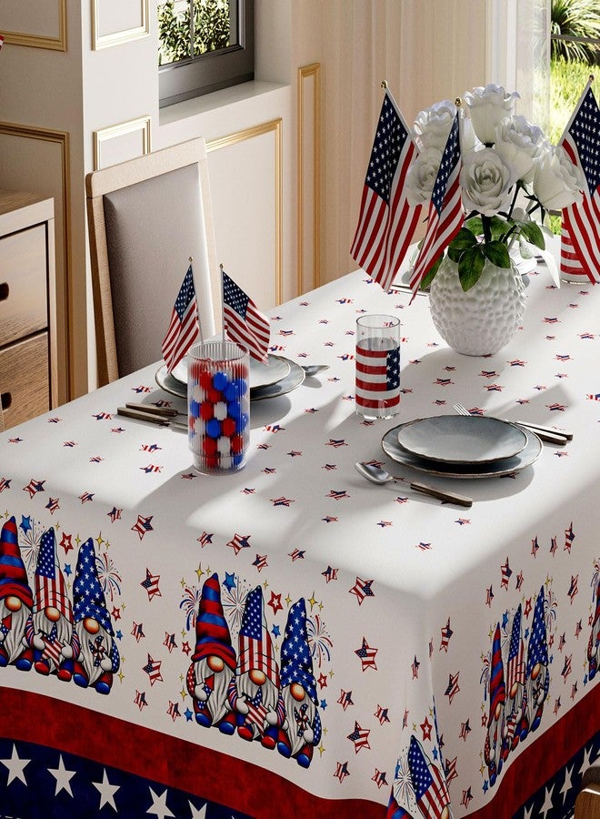 XCHI Gnomes Stars Patriotic America 4th of July Memorial Day Independence Day Tablecloth Rectangle Washable Table Covers for Home Party Decorations 60x84 Inch - Image 3