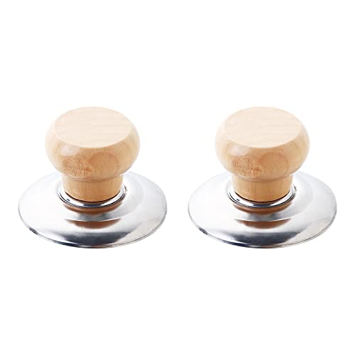 Pokinge 2 Pcs Pot Lid Knobs, Replacement Wooden Pot Lid Cover Handle, Kitchen Heat Resistant Pan Lid Holding Handles Cookware Top Accessories - Image 1