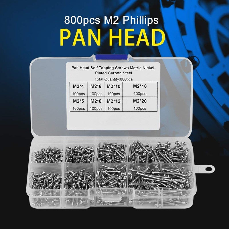 klarako 800pcs M2 Cross Drive Pan Head Self-Tapping Screws Woodworking Fastener with Box - Image 5