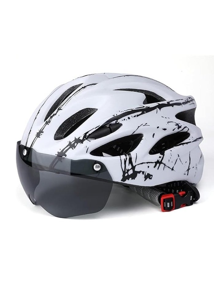 DUNISO Adult bicycle helmet with detachable magnetic goggles, road and mountain riding protective helmet, adjustable size,unisex，white and black  - Image 3