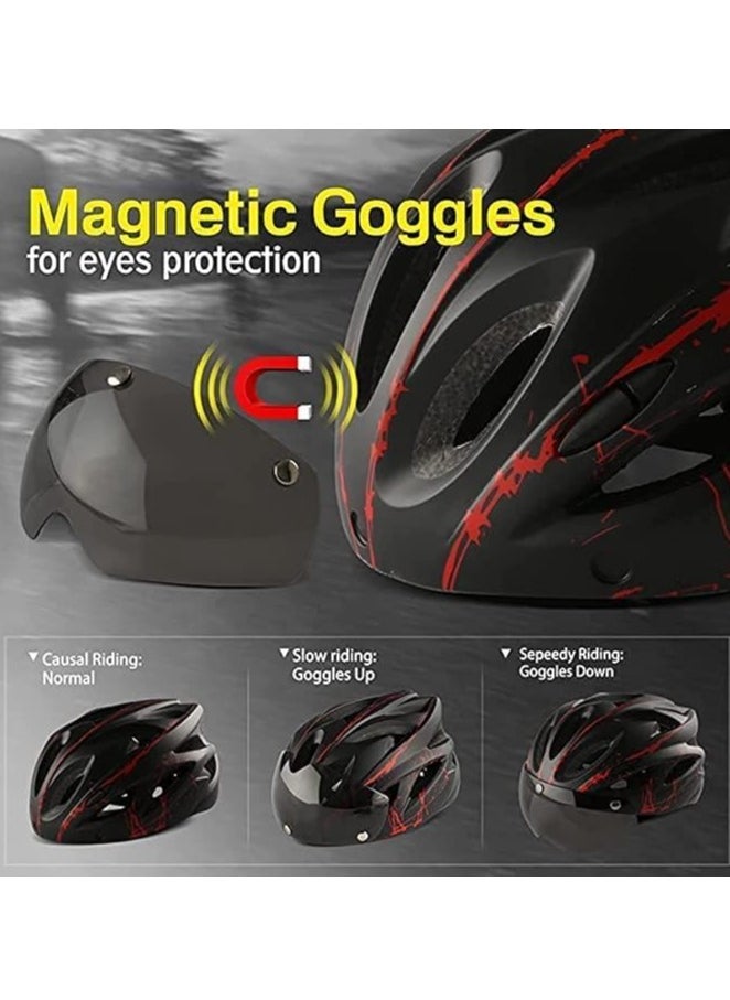 DUNISO Adult bicycle helmet with detachable magnetic goggles, road and mountain riding protective helmet, adjustable size,unisex，white and black  - Image 4