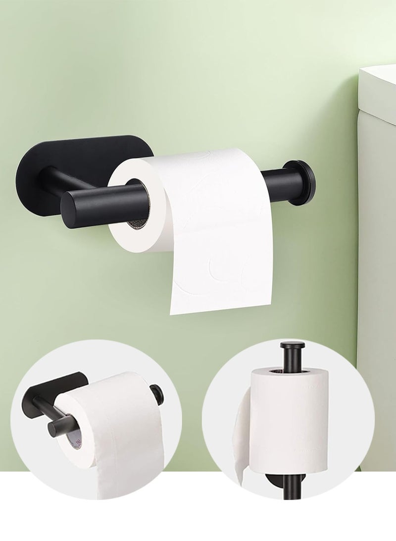 وانغبانغزي حامل مناديل تواليت من الفولاذ المقاوم للصدأ، حامل مناديل تواليت ذاتي اللصق للحمام، حامل مناديل تواليت مثبت على الحائط للحمام والمطبخ، لا يحتاج إلى ثقب (أسود) - Image 1