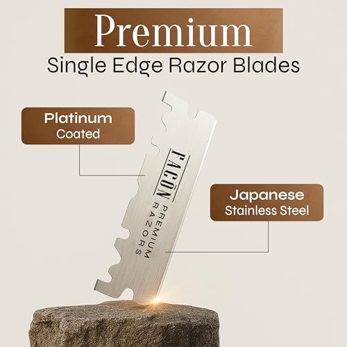 FACON 100 Facón Single Edge Razor Blades for Barber Straight Razor, Straight Razor Blades for Shaving, Platinum Japanese Stainless Steel for Smooth & Precise Shave, Premium Replacement Barber Razor Blade - Image 3