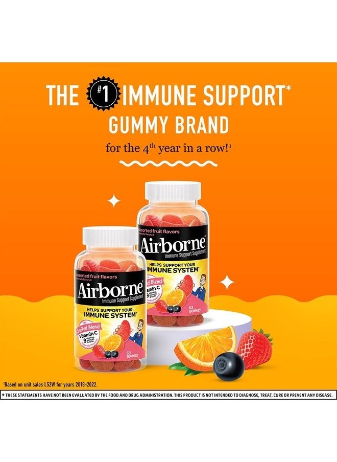Airborne 750mg Vitamin C Gummies For Adults, Immune Support Gummies With Powerful Antioxidants Vit C & E - (2x63 count bottle), Assorted Fruit Flavor  - Image 2