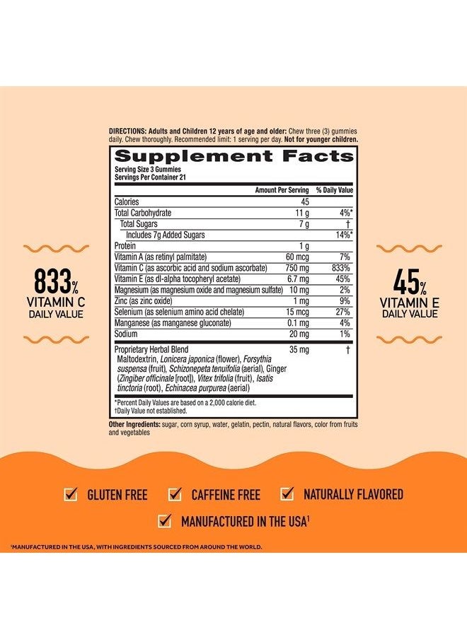 Airborne 750mg Vitamin C Gummies For Adults, Immune Support Gummies With Powerful Antioxidants Vit C & E - (2x63 count bottle), Assorted Fruit Flavor  - Image 3