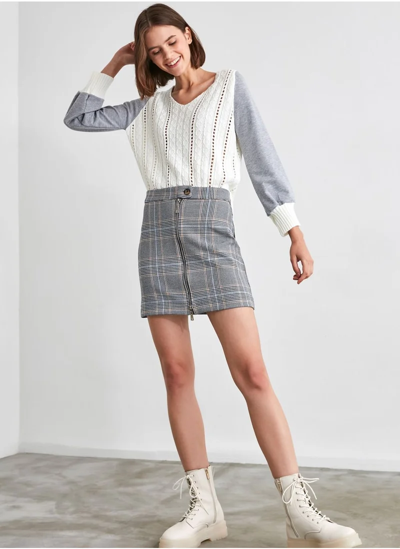 trendyol Checked Mini Skirt