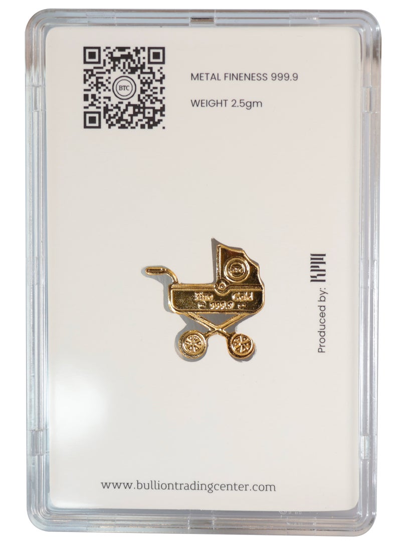 بي تي سي سبيكة ذهب شكل عربة أطفال عيار 24 بوزن 2.5 غرام - Image 2