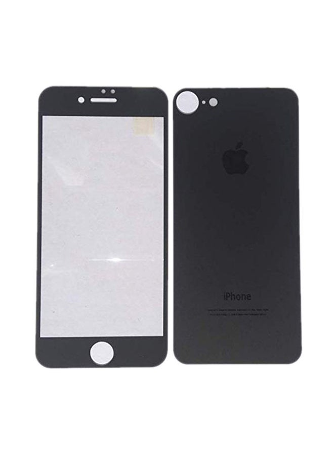 NIBEMINENT Front And Back Plating Tempered Glass For Apple iPhone 7 Black/Clear 