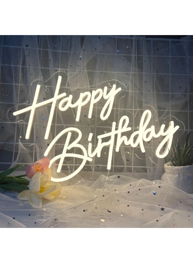 LANNJIN Happy Birthday Neon Sign Wall Decoration Light for Bedroom Cafe Anniversary Party, Reusable and Dimmable Happy Birthday Led Neon USB Powered 5V - Image 1