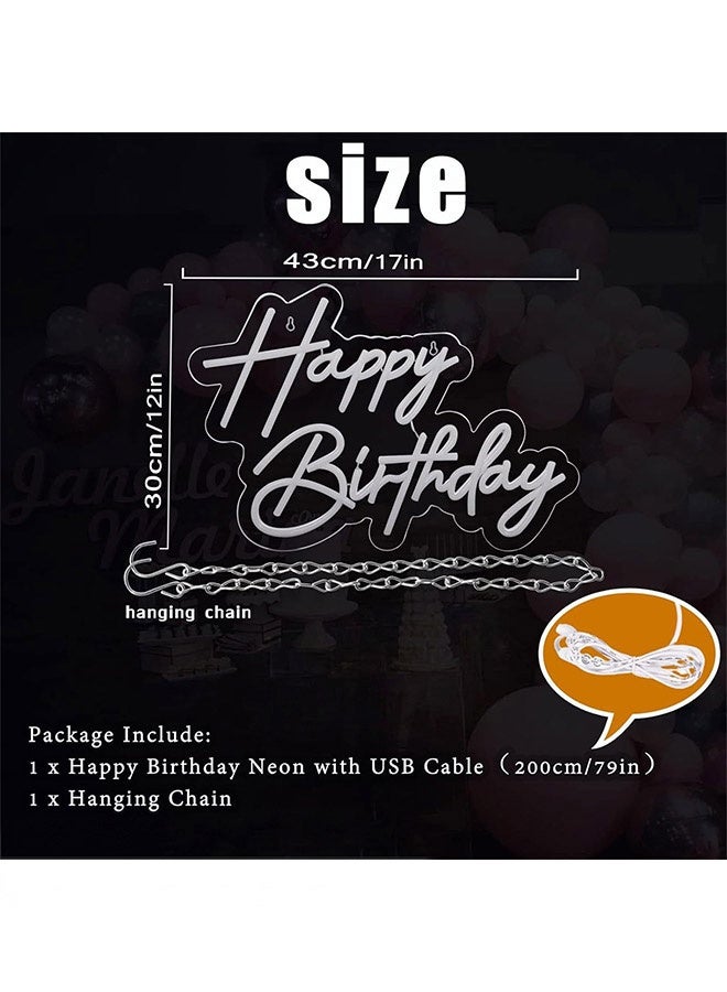 LANNJIN Happy Birthday Neon Sign Wall Decoration Light for Bedroom Cafe Anniversary Party, Reusable and Dimmable Happy Birthday Led Neon USB Powered 5V - Image 2