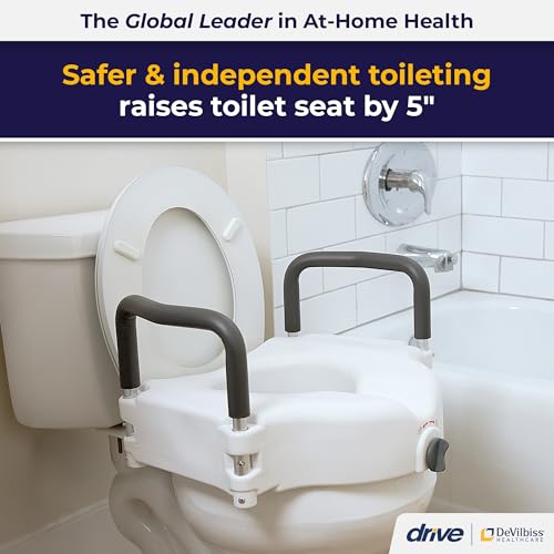 Drive Medical RTL12027RA 2-in-1 Raised Toilet Seat with Removable Padded Arms, Standard Seat - Image 2