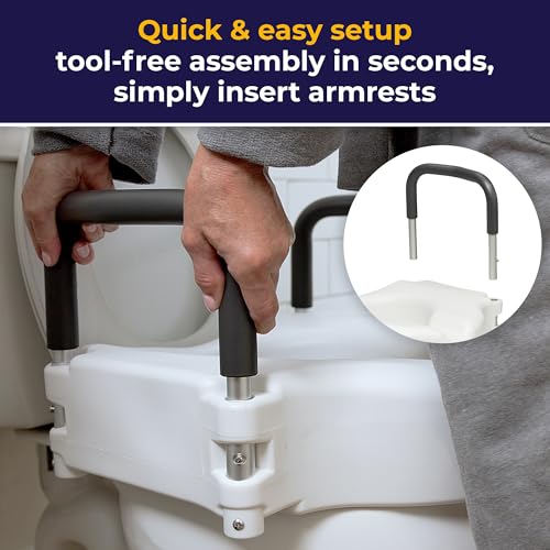Drive Medical RTL12027RA 2-in-1 Raised Toilet Seat with Removable Padded Arms, Standard Seat - Image 3