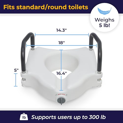 Drive Medical RTL12027RA 2-in-1 Raised Toilet Seat with Removable Padded Arms, Standard Seat - Image 4
