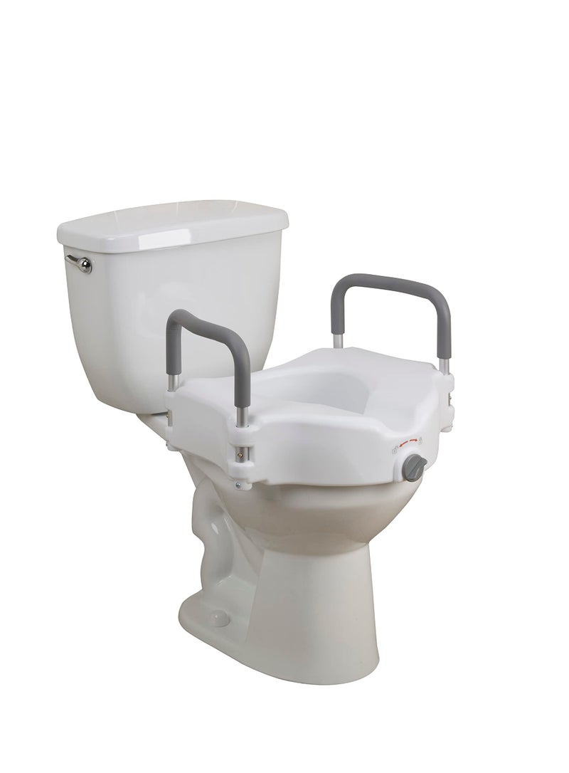 Drive Medical RTL12027RA 2-in-1 Raised Toilet Seat with Removable Padded Arms, Standard Seat - Image 1