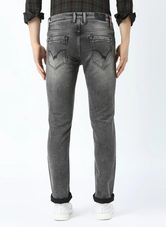 LAWMAN Pg3 Mid Rise Faded Jeans with Pocket Detail by Styli