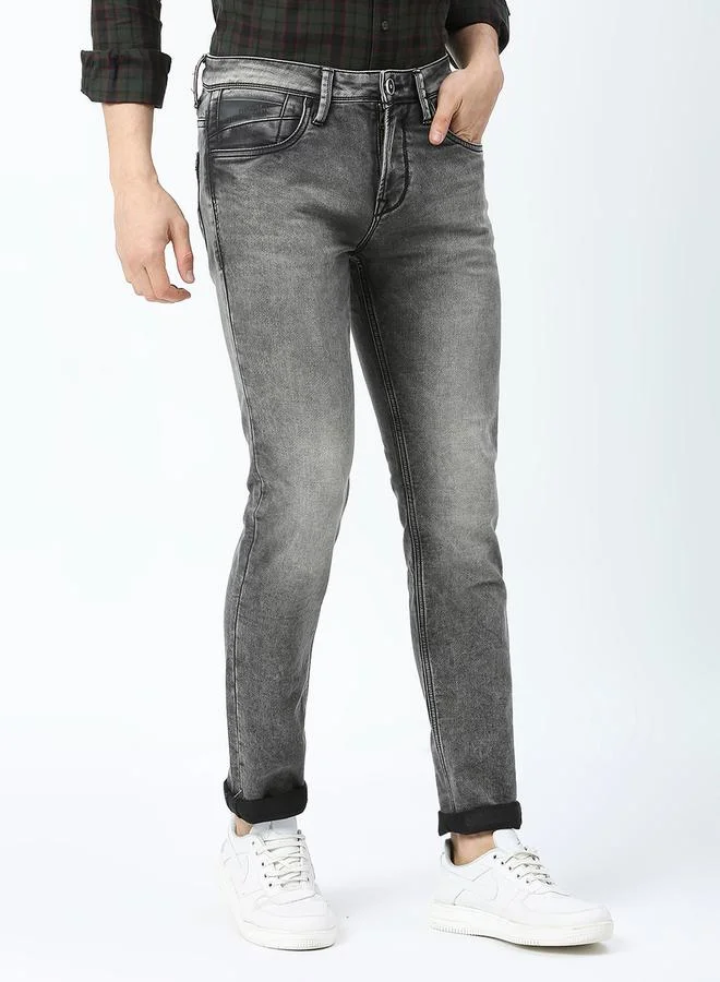 LAWMAN Pg3 Mid Rise Faded Jeans with Pocket Detail by Styli