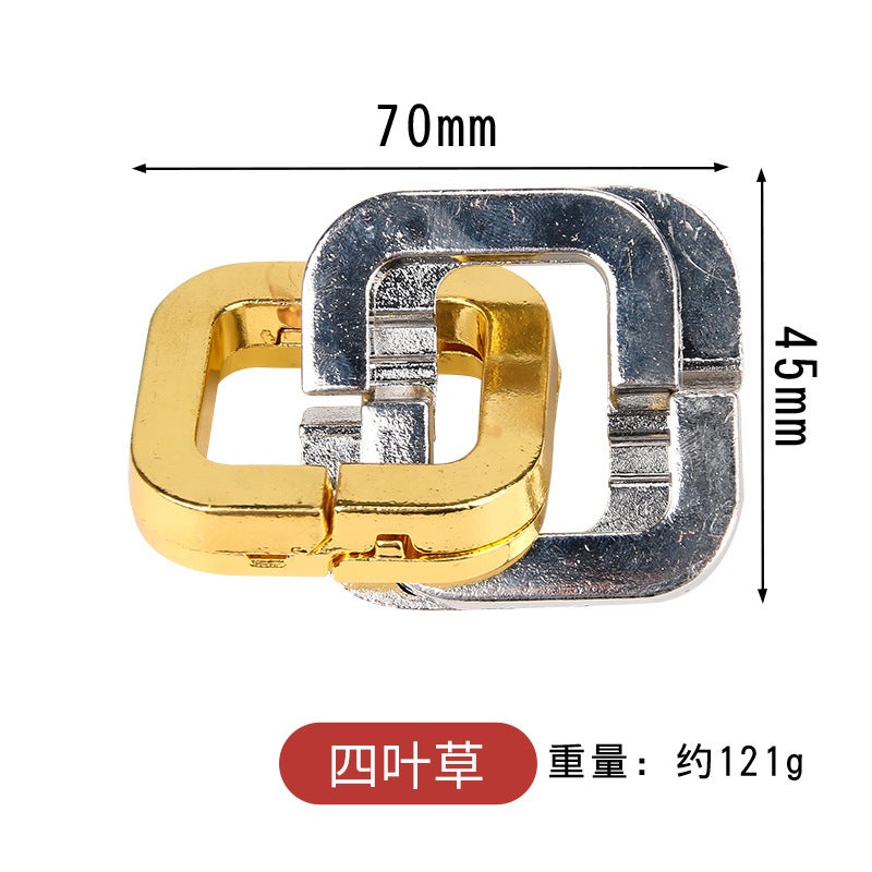 Luban Lock Brain Teaser Puzzle Gold Adult Puzzle High Iq Children'S Nine Linked Rings Educational Toy Magic Lock Needle - Image 1