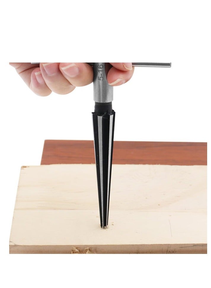 Yakumuz 2Pcs T Handle Taper Reamer Set, Yakumuz 6 Fluted Chamfer Reaming Guitar Bridge Pin Hole Handle Tapered Reamers Woodworker Tool 1/8"-1/2" (3-13mm) & 3-16''-5/8'' (5-16mm) - Image 5