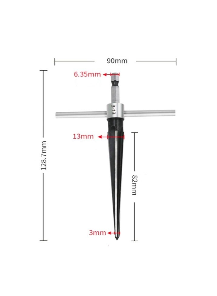 Yakumuz 2Pcs T Handle Taper Reamer Set, Yakumuz 6 Fluted Chamfer Reaming Guitar Bridge Pin Hole Handle Tapered Reamers Woodworker Tool 1/8"-1/2" (3-13mm) & 3-16''-5/8'' (5-16mm) - Image 3