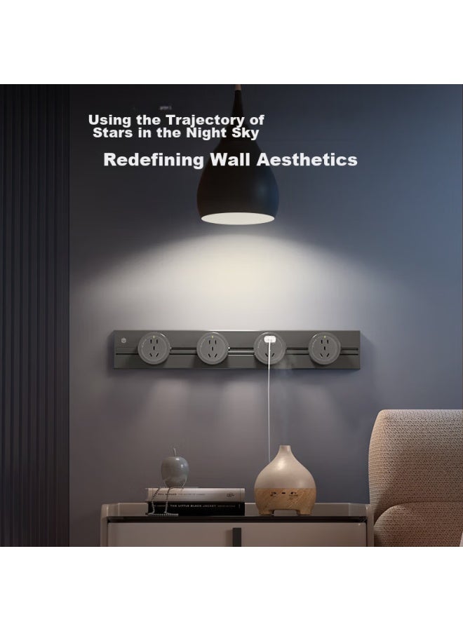JD.com Jd Jingzao Track Series Surface-mounted Track Socket Movable Wall Socket Wall-mounted Sliding Track Socket 50cm Track + 3 Five-hole Sockets Deep Space Gray - Image 1