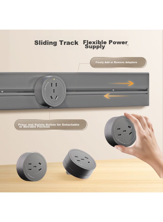 JD.com Jd Jingzao Track Series Surface-mounted Track Socket Movable Wall Socket Wall-mounted Sliding Track Socket 50cm Track + 3 Five-hole Sockets Deep Space Gray - Image 3