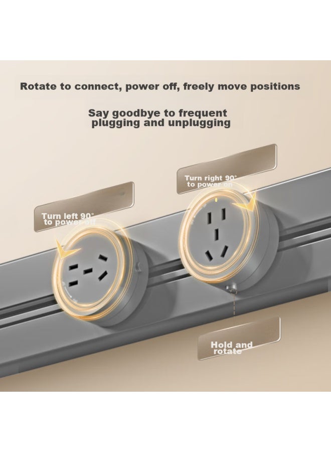JD.com Jd Jingzao Track Series Surface-mounted Track Socket Movable Wall Socket Wall-mounted Sliding Track Socket 50cm Track + 3 Five-hole Sockets Deep Space Gray - Image 4