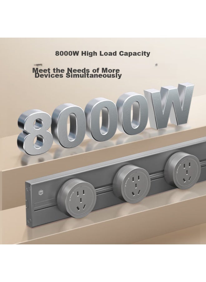 JD.com Jd Jingzao Track Series Surface-mounted Track Socket Movable Wall Socket Wall-mounted Sliding Track Socket 50cm Track + 3 Five-hole Sockets Deep Space Gray - Image 5