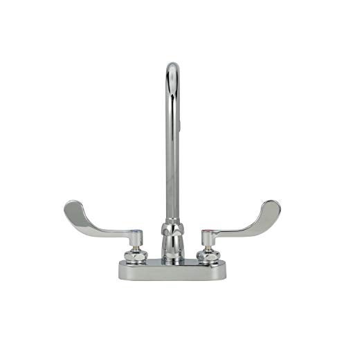 Zurn Z812B4-XL AquaSpec Gooseneck Faucet, 4" Centerset, 5 3/8" Spout, 2.2 GPM Pressure-Compensating Aerator, 4" Wrist Blade Handles, Chrome - Image 2