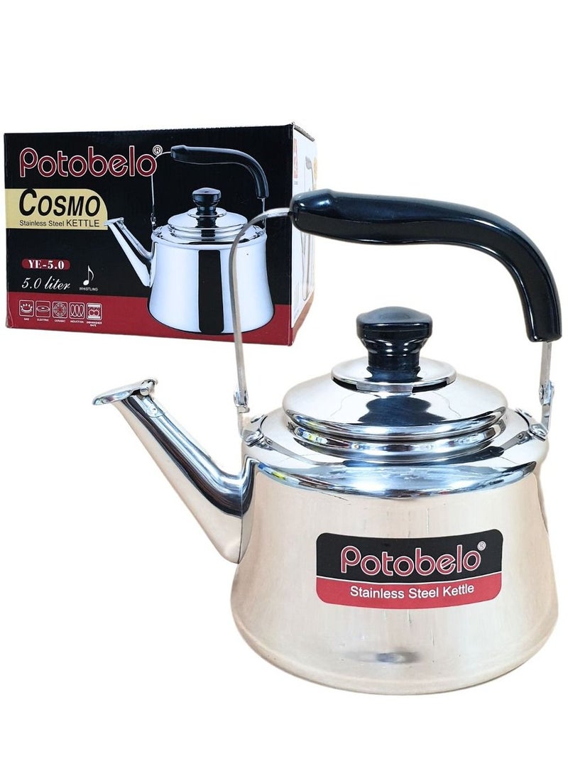 Potobelo Stainless Steel Whistling Stove Top Tea Kettle With Heat Resistant Handle, Compact & Stylish Design, Silver  - Image 5