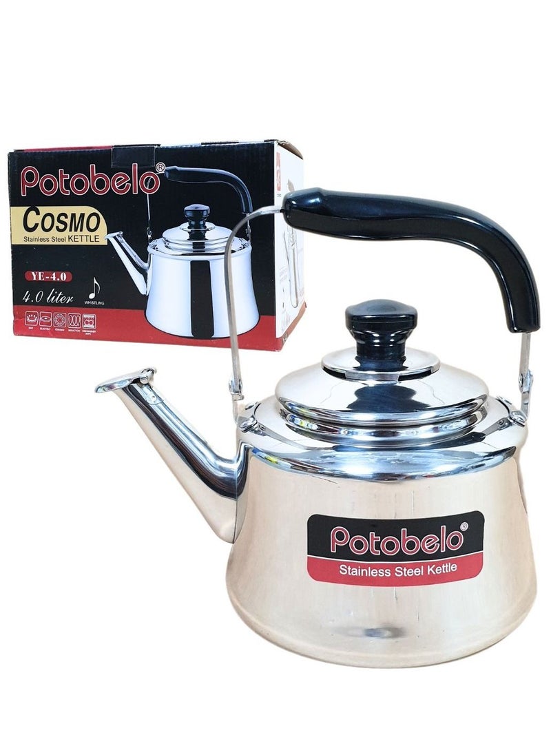 Potobelo Stainless Steel Whistling Stove Top Tea Kettle With Heat Resistant Handle, Compact & Stylish Design, Silver  - Image 4