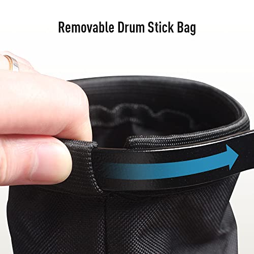 SONICAKE حامل عصي الطبول SONICAKE، حقيبة عصي الطبول القابلة للتعديل من النايلون، حقيبة لتخزين عصي الطبول أو فرش المطارق، حامل عصي الطبول القابل للقفل من سبائك الألمنيوم، يتسع حتى 5 أزواج من العصي. - Image 5