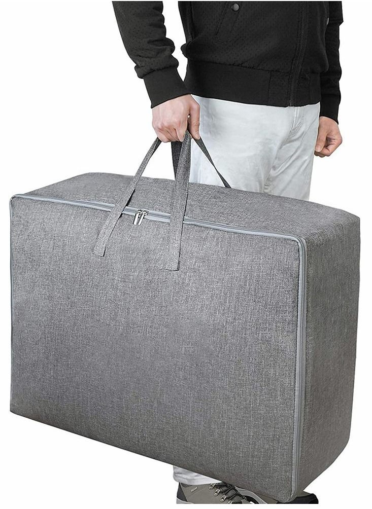 HomarKet Extra Large Blanket Storage Bag Under Bed Storage Tote for Comforters Clothes and Linens Water Resistant and Breathable Closet Bags Grey  - Image 1