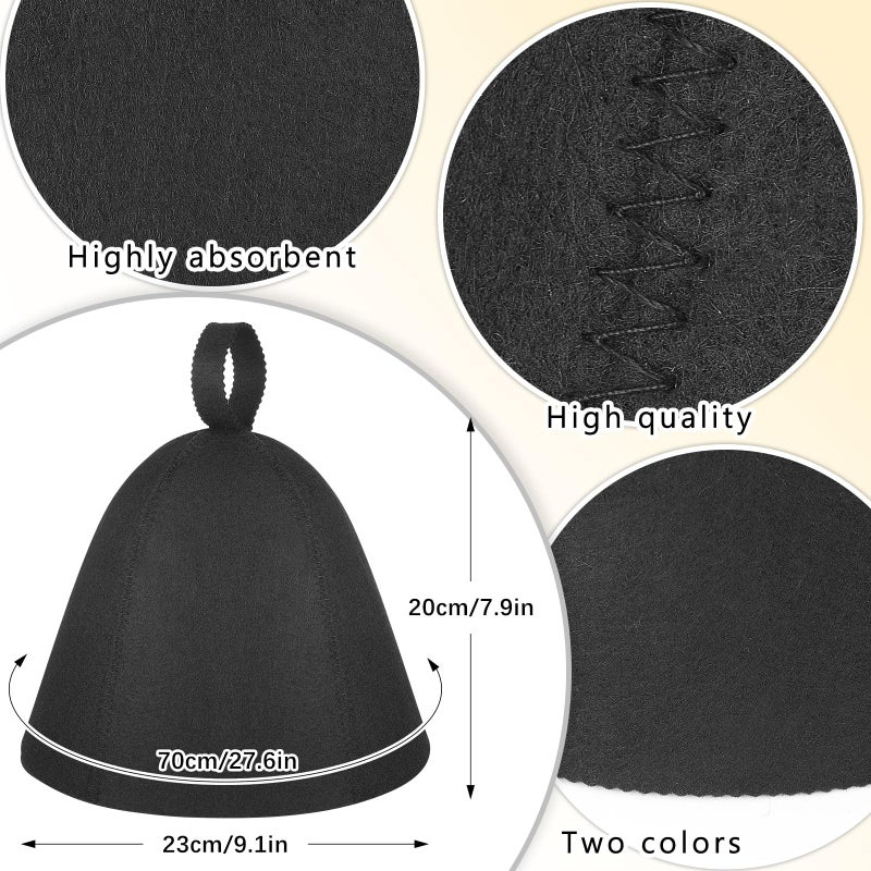 JaGely Sauna Hat for Men Women Wool Sauna Hat Vaporarium Cap Russian Banya Cap for Bath House Accessories(Black,2 Pieces) - Image 2