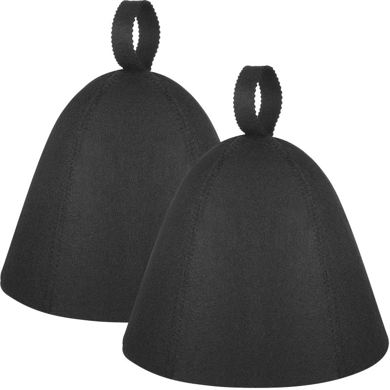 JaGely Sauna Hat for Men Women Wool Sauna Hat Vaporarium Cap Russian Banya Cap for Bath House Accessories(Black,2 Pieces) - Image 1