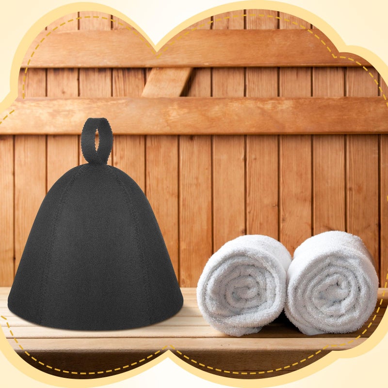 JaGely Sauna Hat for Men Women Wool Sauna Hat Vaporarium Cap Russian Banya Cap for Bath House Accessories(Black,2 Pieces) - Image 4