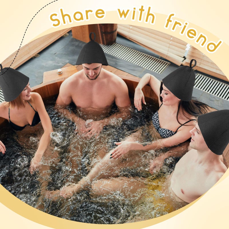 JaGely Sauna Hat for Men Women Wool Sauna Hat Vaporarium Cap Russian Banya Cap for Bath House Accessories(Black,2 Pieces) - Image 5