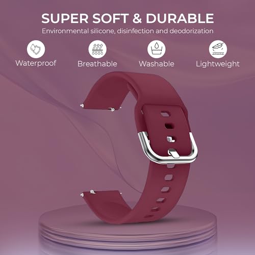 PunnkFunnk Punnk Funnk Silicone 19mm Replacement Band Strap with Metal Buckle Compatible with ColorFit Pulse, ColorFit Pro 2, Boat Storm Smart Watch & Watches with All 19mm Lugs(Wine Red) - Image 2