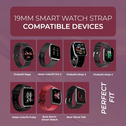 PunnkFunnk Punnk Funnk Silicone 19mm Replacement Band Strap with Metal Buckle Compatible with ColorFit Pulse, ColorFit Pro 2, Boat Storm Smart Watch & Watches with All 19mm Lugs(Wine Red) - Image 3
