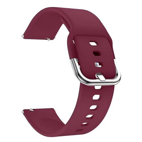 PunnkFunnk Punnk Funnk Silicone 19mm Replacement Band Strap with Metal Buckle Compatible with ColorFit Pulse, ColorFit Pro 2, Boat Storm Smart Watch & Watches with All 19mm Lugs(Wine Red) - Image 1