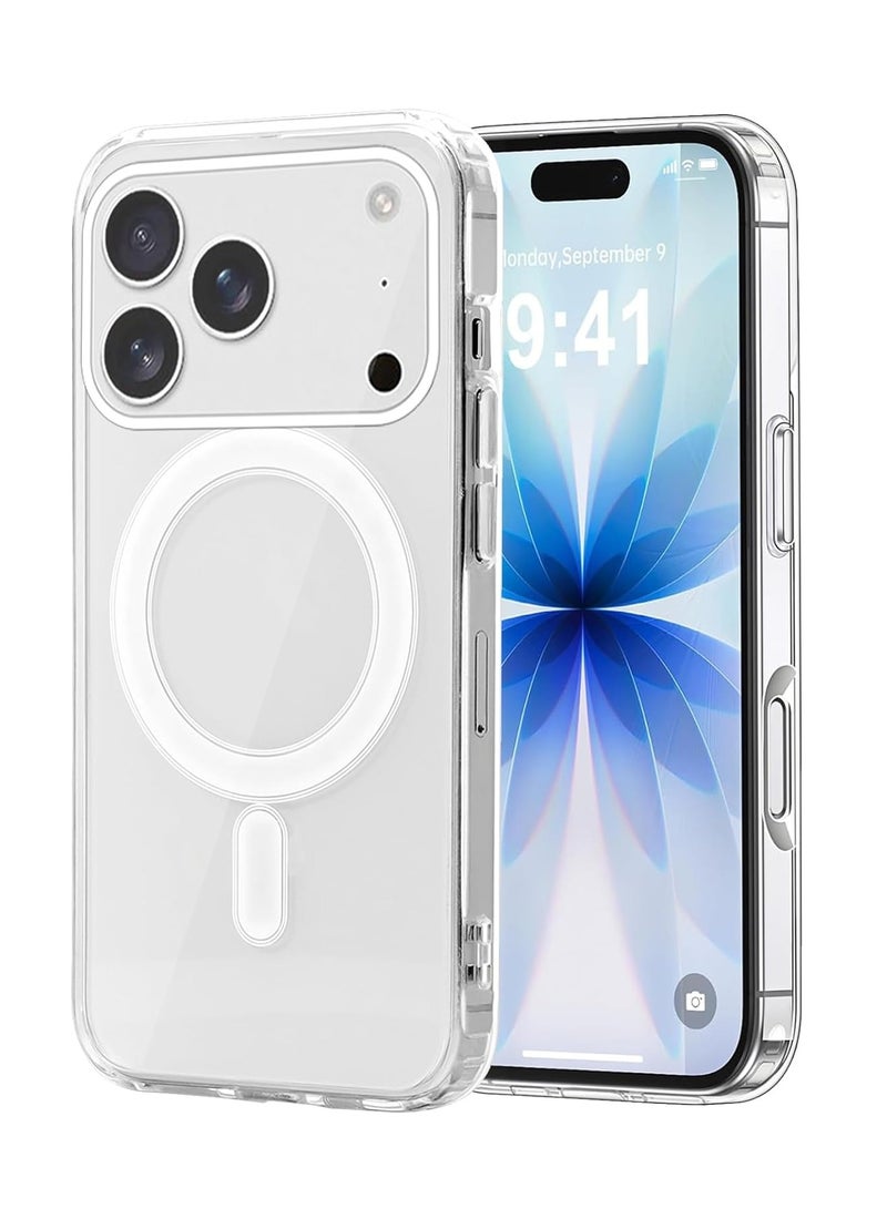 Magnetic Cover for iPhone New 17 Pro Max Compatible with MagSafe, Shockproof Mobile Phone Bumper Case, Anti-Scratch Back (Transparent) - Image 1