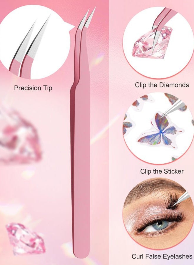 Rolybag Rhinestone Picker Tool, Rhinestone Applicator Tool Dotting Wax Pen Dual-Ended with 4 PCS Replaceable Wax Tips and 1 Tweezers for DIY Nail Art Tool (Pink) - Image 5