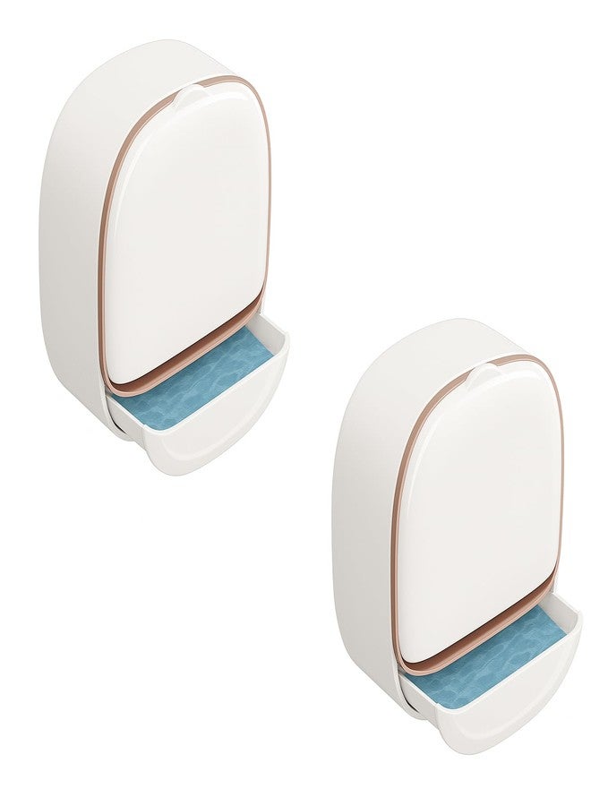 ELMVIA Wall Mounted Soap Dish Holder with Drain Tray | Self-Adhesive Bathroom Soap Stand | Quick Dry Hygienic Soap Holder for Bathroom, Kitchen & Wash Basin ((White - 2 PCS)) - Image 1