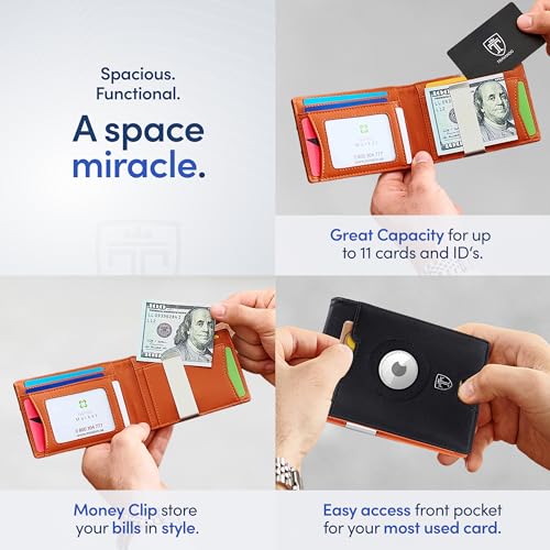TRAVANDO AirTag* Wallet Mens Wallet with Money Clip Air Tag Wallet Card Holder RFID Blocking Bifold Gifts for Men - Image 4