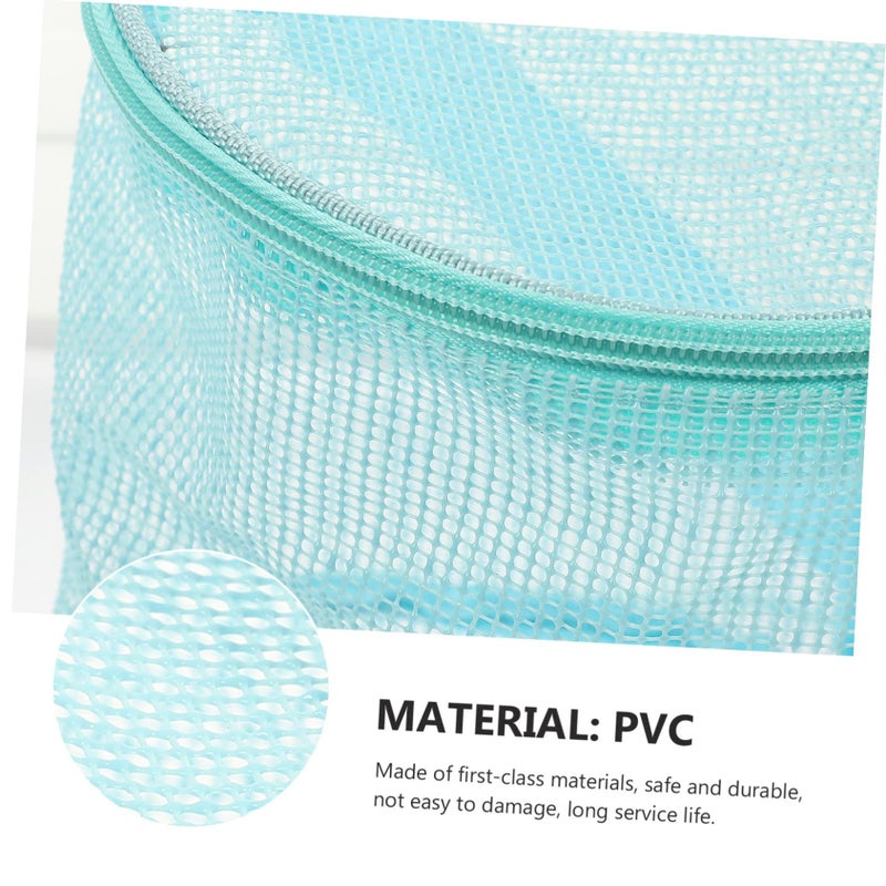 Children Sky Blue Mesh Beach Sand Toy Bag Tote For Shells - Image 5
